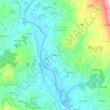 Mapa topográfico Zebra, altitud, relieve