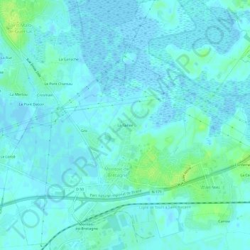 Mapa topográfico La Taillée, altitud, relieve