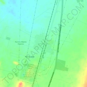 Mapa topográfico Samalayuca, altitud, relieve