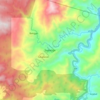Mapa topográfico Sadanga, altitud, relieve