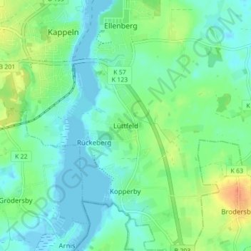 Mapa topográfico Lüttfeld, altitud, relieve