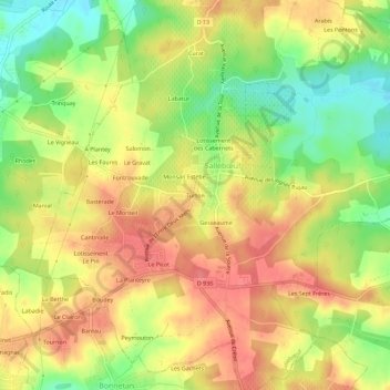 Mapa topográfico Turton, altitud, relieve