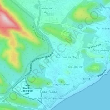 Mapa topográfico Endada, altitud, relieve