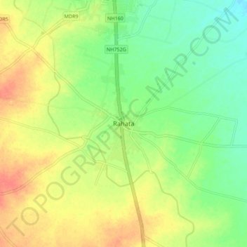 Mapa topográfico Rahata, altitud, relieve