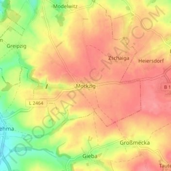 Mapa topográfico Mockzig, altitud, relieve