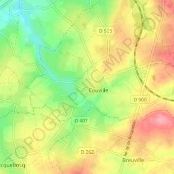 Mapa topográfico Le Manoir, altitud, relieve