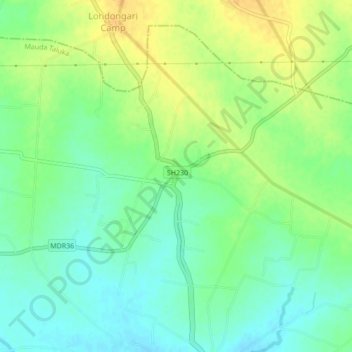 Mapa topográfico Dudhala, altitud, relieve