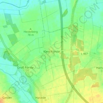 Mapa topográfico Klein Förste, altitud, relieve
