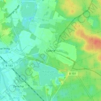 Mapa topográfico Dobra, altitud, relieve