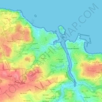 Mapa topográfico Keriguy, altitud, relieve