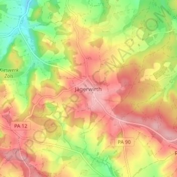 Mapa topográfico Jägerwirth, altitud, relieve