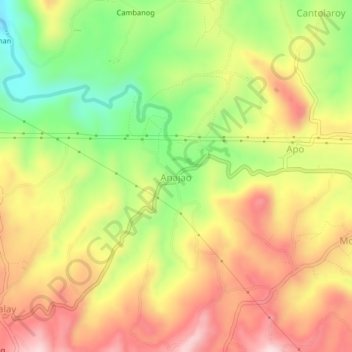 Mapa topográfico Anajao, altitud, relieve