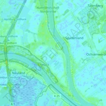 Mapa topográfico Moorwerder, altitud, relieve