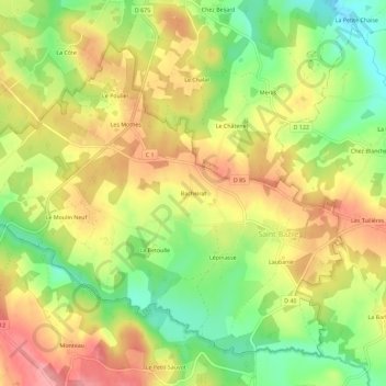 Mapa topográfico Bacheirat, altitud, relieve