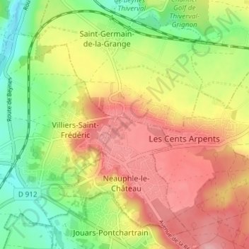 Mapa topográfico Chatron, altitud, relieve