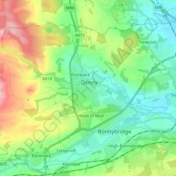 Mapa topográfico Denny, altitud, relieve