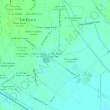 Mapa topográfico Colonia del Rio Number 1, altitud, relieve