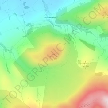 Mapa topográfico Ling Fell, altitud, relieve