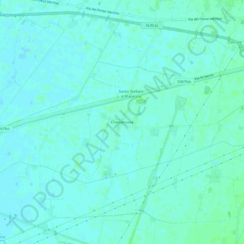 Mapa topográfico Chiesanuova, altitud, relieve