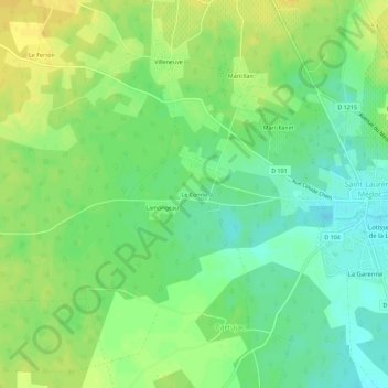 Mapa topográfico Le Comte, altitud, relieve