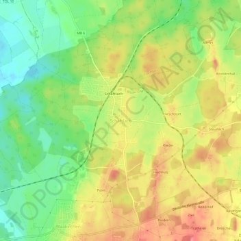 Mapa topográfico Schaftlach, altitud, relieve