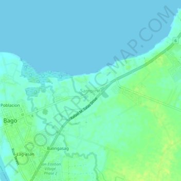 Mapa topográfico Sampinit, altitud, relieve