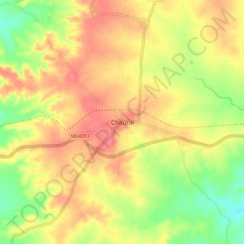 Mapa topográfico Chaurai, altitud, relieve