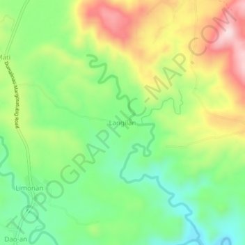 Mapa topográfico Langilan, altitud, relieve