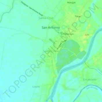 Mapa topográfico Santo Cristo, altitud, relieve