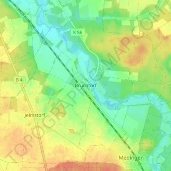 Mapa topográfico Bruchtorf, altitud, relieve