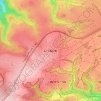 Mapa topográfico Dreiborn, altitud, relieve