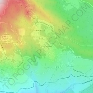 Mapa topográfico Super Bolquère, altitud, relieve