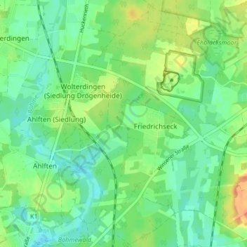 Mapa topográfico Drögenheide, altitud, relieve