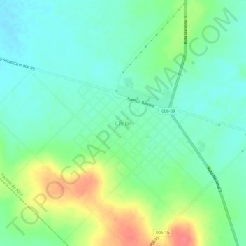 Mapa topográfico Chillar, altitud, relieve