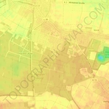 Mapa topográfico Ginsterweg, altitud, relieve