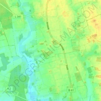 Mapa topográfico Bokel, altitud, relieve