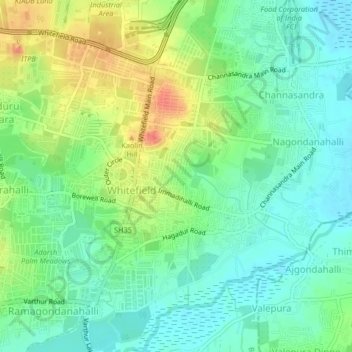 Mapa topográfico Gandhipura, altitud, relieve