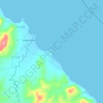 Mapa topográfico Villalon, altitud, relieve