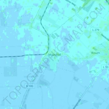 Mapa topográfico Maasbüll, altitud, relieve