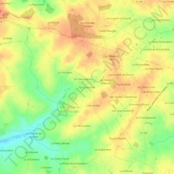 Mapa topográfico La Louettière, altitud, relieve