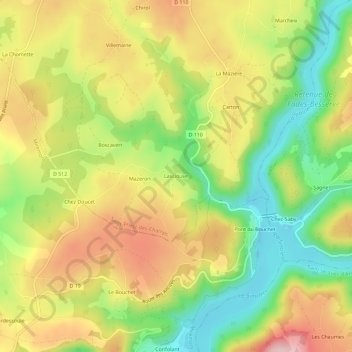 Mapa topográfico Lasciouve, altitud, relieve