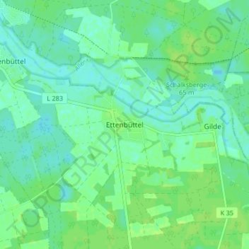 Mapa topográfico Ettenbüttel, altitud, relieve