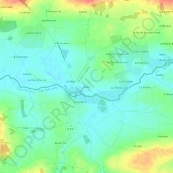 Mapa topográfico Cahan, altitud, relieve
