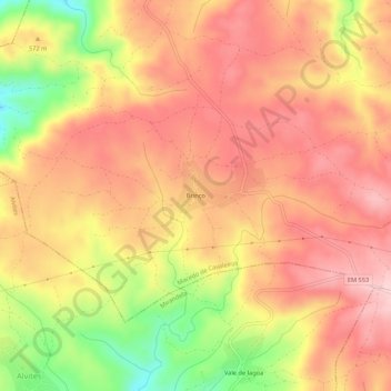 Mapa topográfico Brinço, altitud, relieve