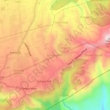 Mapa topográfico Iruhin West, altitud, relieve
