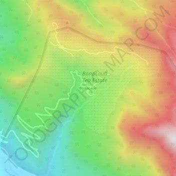 Mapa topográfico Bonacaud, altitud, relieve