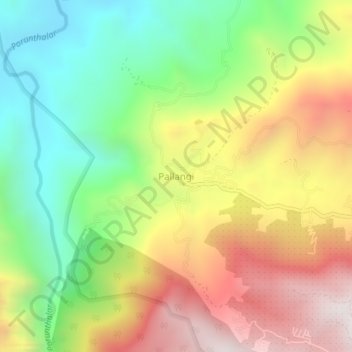 Mapa topográfico Pallangi, altitud, relieve
