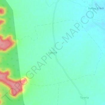 Mapa topográfico Umred, altitud, relieve