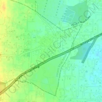 Mapa topográfico Ghitorni, altitud, relieve