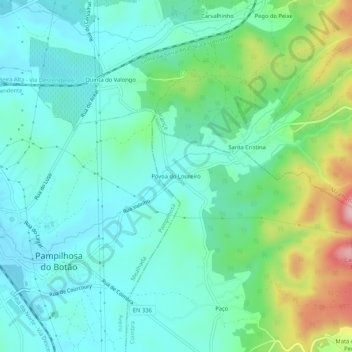 Mapa topográfico Póvoa do Loureiro, altitud, relieve